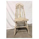 Vintage Rustic White Wooden Chair with Distressed Finish