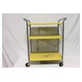 Vintage Coco Products Yellow Rolling Cart with Metal Frame