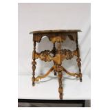 Antique Carved Oak Accent Table with Intricate Design