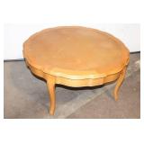 Vintage Round Coffee Table with Leather Top