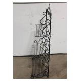 Elegant 5-Tier Black Metal Shelf Rack with Scrollwork