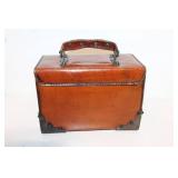 Vintage Leather Satchel with Metal Accents