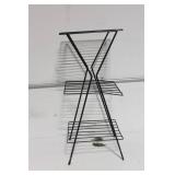 Black Metal Folding Storage Rack with Two Shelves