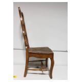 Vintage Carved Wooden Chair with Woven Seat