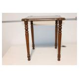 Vintage Wooden Side Table with Turned Legs