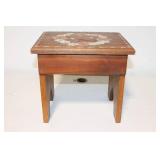 Vintage Handcrafted Wooden Side Table with Floral Design