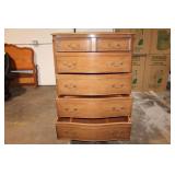 Vintage Wooden Chest of Drawers with Brass Handles