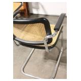 Vintage Mid-Century Modern Padded Armchair with Cane Seat