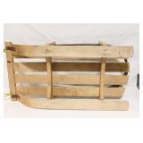 Vintage Wooden Sled with Metal Runner - Paris Design