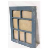 Vintage Blue Wooden Frame with 6 Openings for Photos