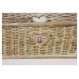 Vintage Woven Basket with Heart-Shaped Cutouts