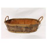 Vintage Handcrafted Wooden Basket with Handles