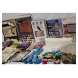 Large Crafting Lot with Latch Hook Kits, Yarn, Patterns, and More