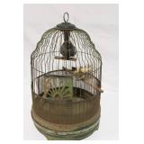 Vintage Decorative Bird Cage with Faux Bird and Nest