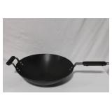 Set of 2 Cooking Utensils: Aluminum Mixing Bowl and Black Wok