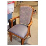 Used Wooden Armchair with Floral Upholstery