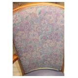 Used Wooden Armchair with Floral Upholstery