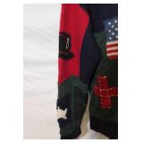 Polo Ralph Lauren Hand-Knit Wool Sweater with Flag and Patchwork Design - Size M