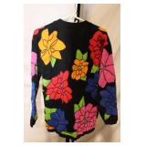 Vintage Floral Pattern Cardigan Sweater by Chaus - Size Small