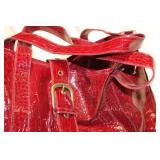 Stylish Red Faux Crocodile Leather Tote Bag with Handles