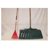 Set of Garden Tools: 1 Snow Shovel and 1 Scrub Rake