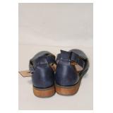 Size 7 Blue Faux Leather Flat Shoes with Ankle Strap