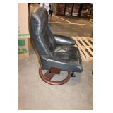 Leather Reclining Swivel Chair with Ottoman