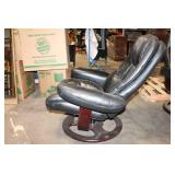 Used Black Leather Reclining Chair with Ottoman