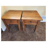 Rustic Solid Wood Side Tables Pair