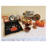 Halloween Decor Lot: Signs & Pumpkins