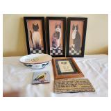 Artistic Home Decor Lot with Cat Art