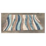 Mainstays Geometric Blue Brown Waves Indoor Area Rug