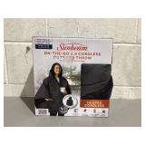 Sunbeam On-The-Go Outdoor Throw Charcoal Nylon Microplush, 4 Heat Settings, Cordless Heated Blanket, 50" x 60"