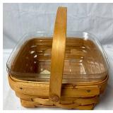 Longaberger 1999 Rectangular Berry Basket with Longaberger Pottery Baking Dish and 1999 6.5" Square Basket