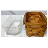 Longaberger 1991 Basket with Swing Handles 18" x 12", 1995 Small 5" Square Basket and Small 4.5" Rectangle Basket