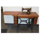 Antique Singer Sewing Table with Machine