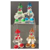 Set of Four Crystal Clown Musical Figurines