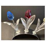 Swarovski Crystal Tulips in Mirror Stand