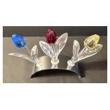 Swarovski Crystal Tulips in Mirror Stand