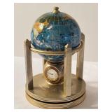 Desktop Rotating World Globe with Clock on Stand