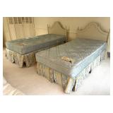 Two Vintage Twin Beds with Bedding