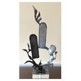 Vintage Abstract Judiaca Metal Sculpture Torah