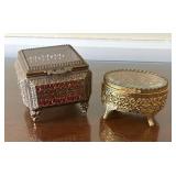 Two Vintage Jewelry Casket Boxes