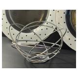 Black and White Glass Chargers and Decorative Free Form Metal Basket