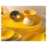 Fun and Bright Yellow and Lemon Themed Kitchen Items including a Vintage Lucite Wedge Pitcher