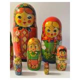 Vintage 7 Piece Hand Painted Russian Stacking Doll