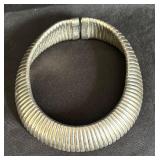 Vintage 1980s Gorgeous Wide Silver Plated Omega Style Choker Necklace