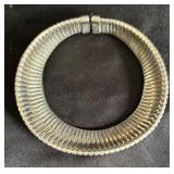 Vintage 1980s Gorgeous Wide Silver Plated Omega Style Choker Necklace