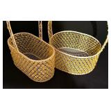 Two White Baskets with Yellow Beads