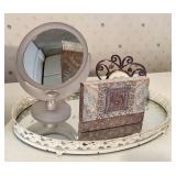 Lovely Lot of Bathroom Decor including Mirror, Decorative Waste Basket and More